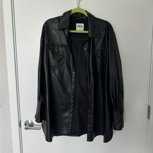 Zara Faux Leather Shirt Jacket (L)